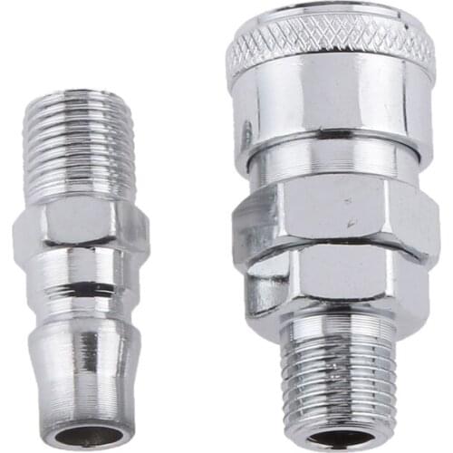 1PAIR QUICK COUPLER CONNECTOR SET 1/4' AIR HOSE LINE COMPRESSOR SM20+PM20 Heat Treated Hardened Steel For Strength & Durability