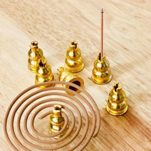 Brass Incense Stick Holder Coils Joss Stick Incenses Holder Stand Mini Gold Gourd Incense Holder