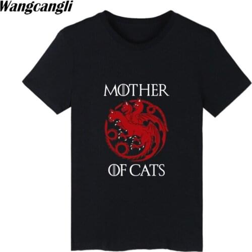 MOTHER OF CATS Summer T shirt Men/Women 2019 New Printed Broadcloth Men T-shirt Kawaii Cute Fashion Tshirt Tops Black White