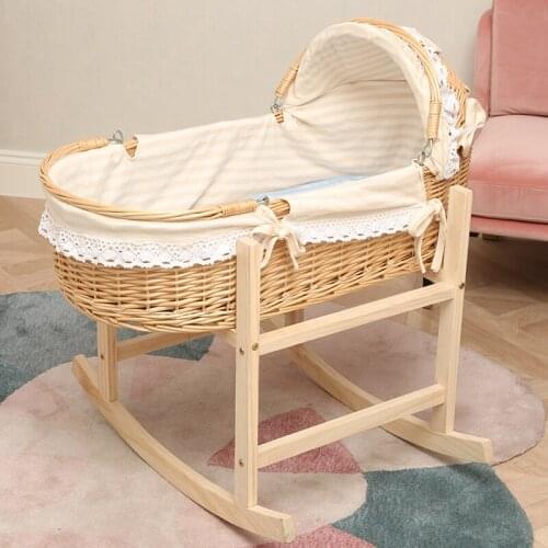 211 Bassinet Crib Solid Wood Newborns Cradle Carrycot Babies' Bed Pacify Shake Nest Portable Portable Basket