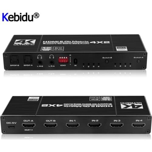Kebidu 4K HDMI 4X2 Matrix 2X2 matrix Matrix Switcher Switch 4 in 2 Splitter 30HZ HDCP 2.2 HDMI-compatible 2.0 Matrix