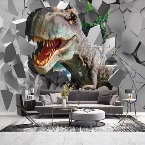 Milofi custom 3D wallpaper mural 3D realistic wall dinosaur stereo painting background wall decoration wallpaper mural