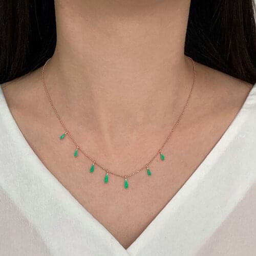 Fashion Choker 925 Silver Necklace For Women Trendy Neon Super Luxury Drop Pear Collares Turkish Fine Jewelry