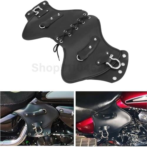 Motorcycle Heat Saddle Shield Deflectors PU Black Leather For Harley Touring Softail Dyna Or Sportster Bikes