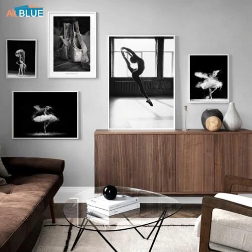 Modern Ballet Dancer Girl Pose Wall Art Canvas Nordic Posters And Prints Black White Painting Picture For Living Room Home Decor