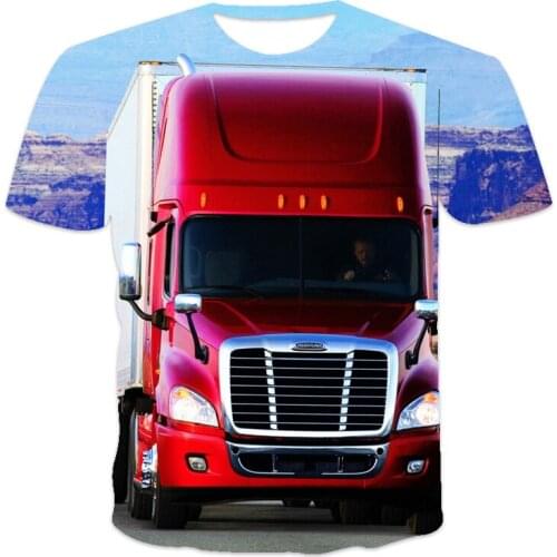 2021 new best-selling trendy mens oversized 3D printed truck pattern fashionable street hip-hop T-shirt