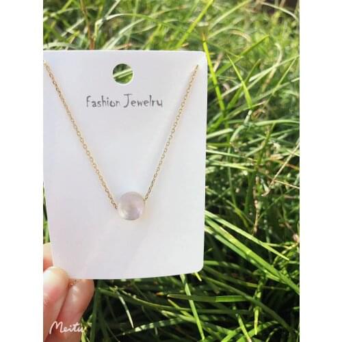 Natural Fresh Water Round Shell Choker Necklace W/14K Gold Real Brass Chain for Women Lady Party Wedding Jewellery 2021 Gift