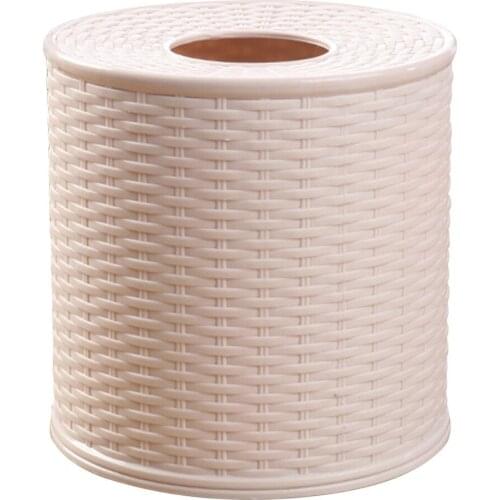 Plastic Tissue Box Holder Kitchen Living Room Tissue Storage Box Toilet Bathroom Tissue Rack Round Container