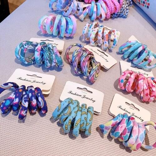 6PCS/Set Fashion Kid Small Hair Bands For Girl Headbands Colorful Elastic Hair Tie Nylon Scrunchie Hair Rope Hair Accessories