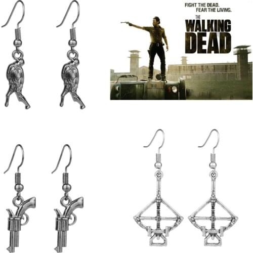 The Walking Dead Earring Zombie/Gun/Bow Drop Earrings for Women horror movie Jewelry Ear Drops