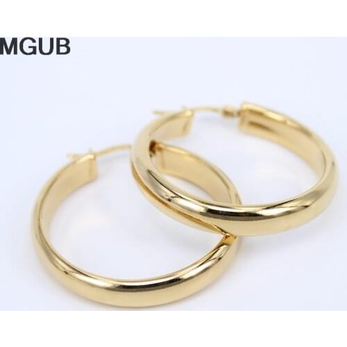 35mm-45mm smooth and beautiful jewelry Big Circles hollow Hoop earrings stainless steel women cute female party gift LH371