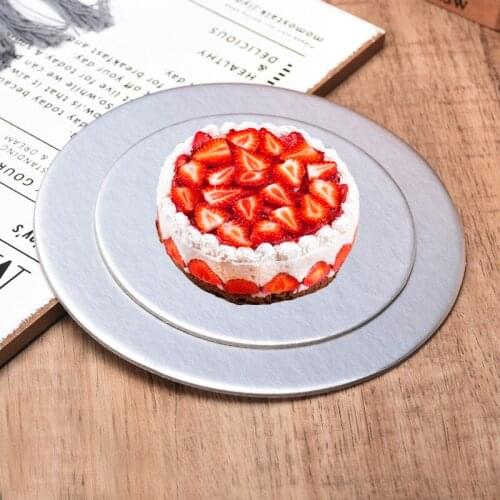 SHENHONG Silver Round Coated Cakeboard 10-40CM Disposable Cake Circle Base Boards Pastries Displays Tray Cake Plate Decorations