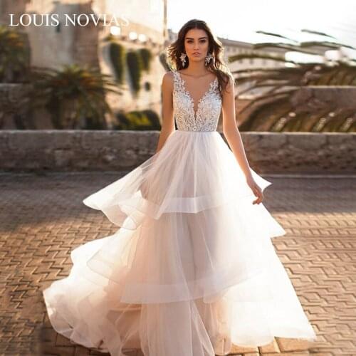 LOUIS NOVIAS2020 New Marry Simple Thin Sling V-neck Angel Wedding Dress Backless Bride French Light Wedding Dress