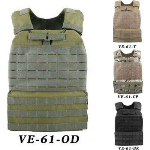 Tactical Hunting Vest 900D Oxford Cloth Molle System Plate Carrier Elastic Waist Strap Hook & Loop