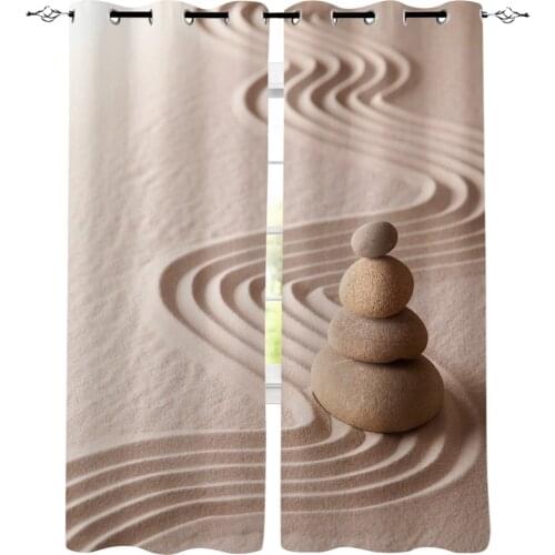 Zen Garden Stones Sand Window Curtains Living Room Fabric Drapes Curtain Home Decor Curtains for Bedroom