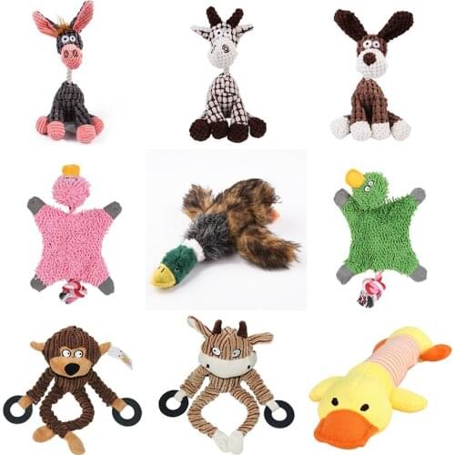 Plush Animal Shape Dog Toys For Small Large Dogs Monkey Bear Pet Puppy Squeaky Chew Bite Resistant Toy Pets Supplies