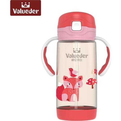 VALUEDER 380ml Baby Bottle Cute Leakproof PPSU Straw Cup with Non-slip Handle for Children Wide Mouth Kids Cup