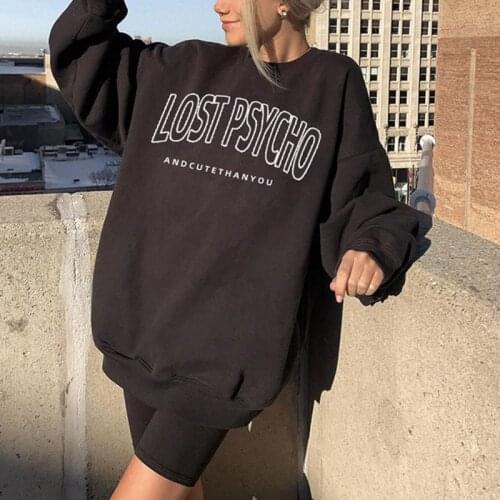 Za Letter Print Loose Pullover Oversize Casual Fashion Autumn Winter Women Pullovers 2021 Streetwear O Neck Simple Pullover