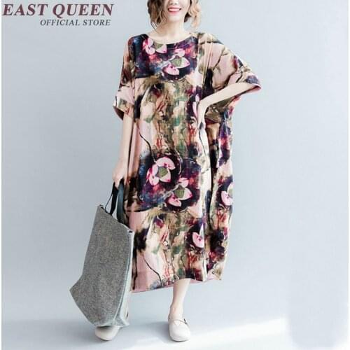 Women summer long dress 2018 art deco dress round neck casual loose long dresses ankle length summerdress NN0416 YQ