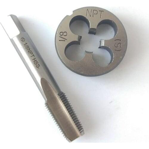 1/8-27 NPT Tap And Die Set,Machine Thread Tap And Round Thread Die Right Hand HSS Taper