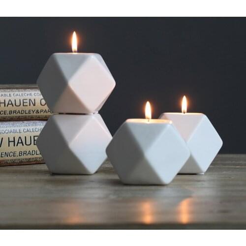 1pcs Hexagon White Ceramic Tealight Candle Holders Tabletop Decorative Candlestick Holder Home Wedding Accessories Decoration