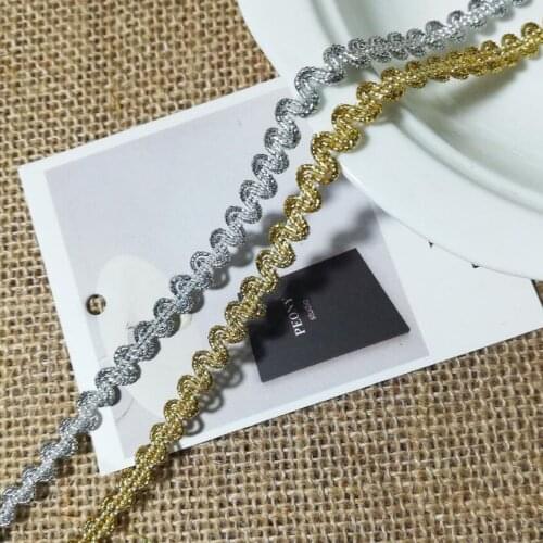 1Yards Latest Silver Gold Lace Fabric Applique High Quality Lace Trim Ribbon Guipure Fabric Laces Sewing Trimmings Clothing YU49