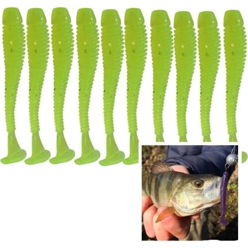 10 Pcs/Set T Tail Soft Fishing Lure Supplies Bait Fishing Gear Bait 5cm Legth 10 Colors