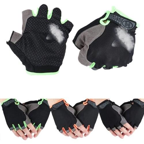 2021 Half Fingerless Gloves Non-slip Sport Mittens Cycling Gloves Bicycle Sport Wrist Wrap Gym Gloves for Fitness Body Building