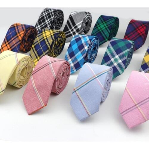 6cm Width England Striped Plaid Soft Mens 100% Cotton Necktie Business Wedding Designer Cravat
