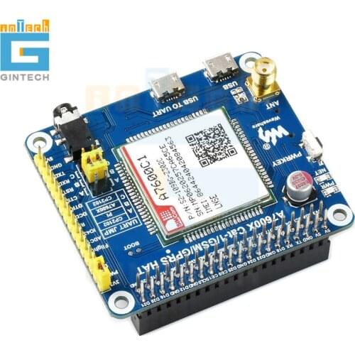 A7600C1 LTE Cat-1 HAT for Raspberry Pi, Low Speed 4G Module, 2G GSM / GPRS for Southeast Asia countries