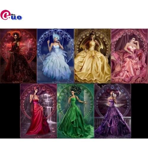 Seven Different Woman DIY 5d Diamond Painting Full Arrogance Jealousy Anger Laziness Greed,Gluttony Lust Diamond Embroidery