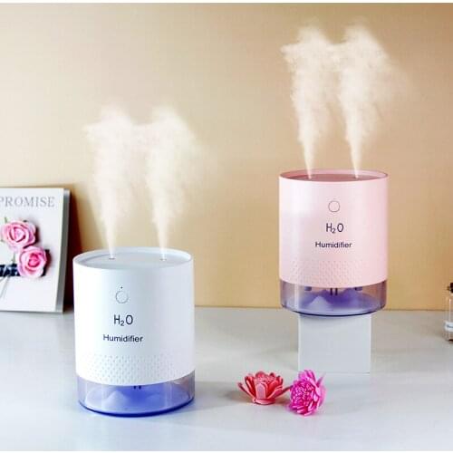 Double Nozzle Mini Air Humidifier Usb 650ML Wireless Electric Humidifier Diffuser Rechargeable 2000mAh Electronic Humidificador