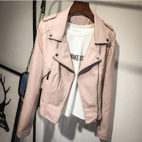 Brand Motorcycle PU Leather Jacket Women Winter and Autumn New Fashion Coat 2 Color Zipper Outerwear Jacket New 2020 Coat HOT