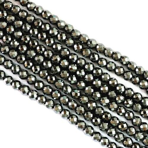 Black Magnetic Hematite Stone Fashion Diy 4mm 6mm 8mm 10mm 12mm Round Faceted Beads Loose Beads 15 Inches B247