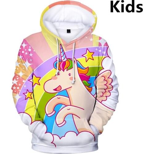 2 To 14 Years Kids Hoodies Rainbow Unicorn 3d Printed Hoodie Sweatshirt boys girls Long Sleeve Cartoon Jacket Coat child Clothes