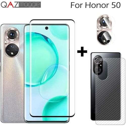 For Honor 50 Glass Full Curved Screen Protector Camera Lens Protective Glass Back Film for Honor 50 50SE 50 Pro Tempered Glass