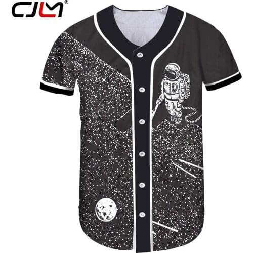 CJLM Black Galaxy Space 3D Printed T Shirt Men/Women Cool Planet Hipster Baseball Jersey Shirt Pattern Custom 5XL