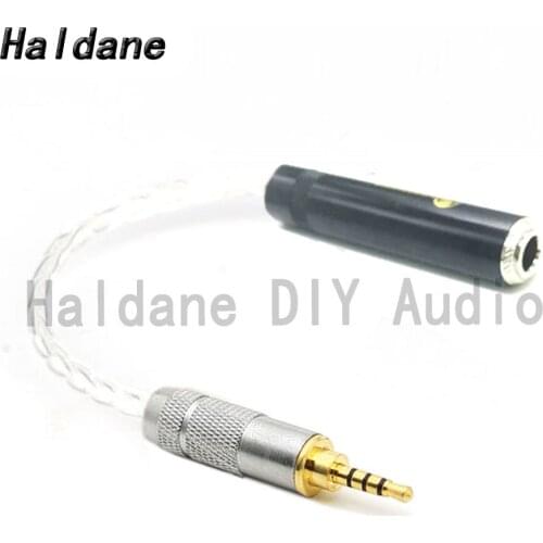 Haldane HIFI DIY 2.5mm TRRS Balanced Male to 6.35mm TRS 3pole Female Single Crystal Silver Plated Audio Adapter Connector Cable