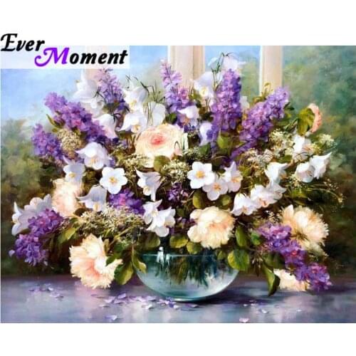 Ever Moment Diamond Painting Flower Mosaic Full Square Drill Picture Of Rhinestone Diamond Embroidery Home Decoration ASF1433