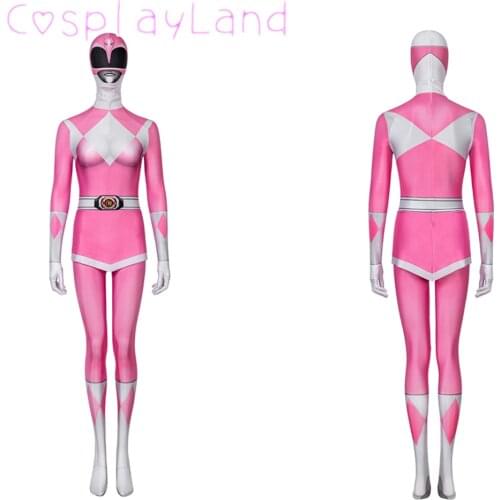 Zyuranger Pink Ranger Jumpsuit Spandex 3D Printing Bodysuit Halloween Cosplay Kimberly Zentai Outfit Superheroine Mei Costume