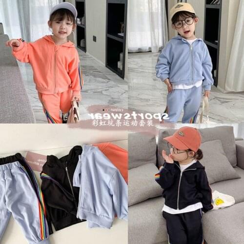 Two Pieces Clothing Set 2021 Spring Autumn Clothes Childrens Casual Sets Long Sleeve Jacket and Pants Suit Hooded Tracksuit