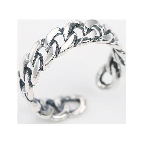 L&P Genuine 925 Sterling Silver Adjustable Cuff Ring Jewelry Ring For Women Young Girl Fashion Punk Style Adjustable Fine Jewels