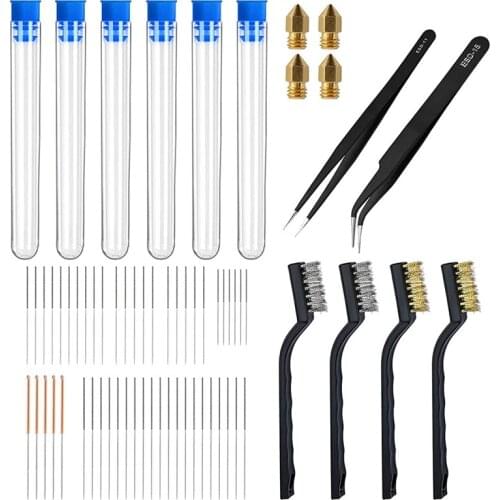 3D Printer Brass Nozzle Cleaning Tool Set Stainless Steel Nozzle Cleaning Needle Tweezer for Different Size Nozzles