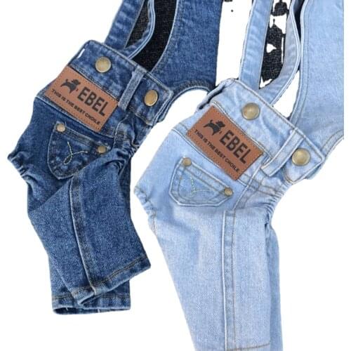 Fashion All-match Small and Medium-sized Dog Denim Overalls Teddy Pet Dog Clothes Workers Spring and Autumn New Dog Pantsg