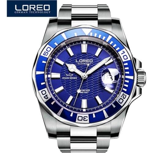 LOREO Mens Watch Automatic Stainless Steel Mechanical Watch Waterproof Dustproof shockproof Luminous Business Mens Watch
