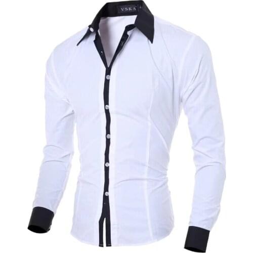 2021 Classic Mens Slim Fit Casual Color Collar Long Sleeve Shirt Lapel Design 5 Colors Optional Work Suit Free Shipping