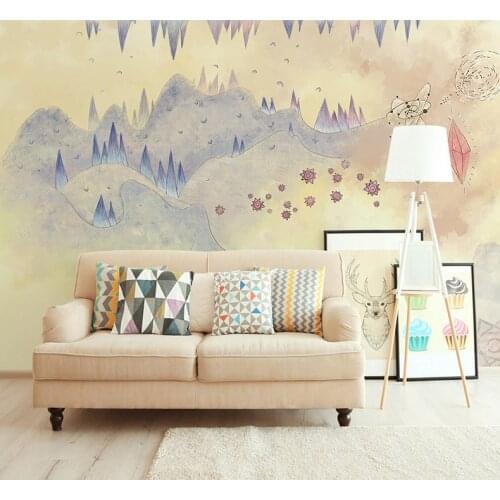 Bacaz Newest 3d Cartoon Abstract mountain photo Wall Mural for Kids Room Kindergarten 8d wall Mural Flower Wallpaper Mural Decor