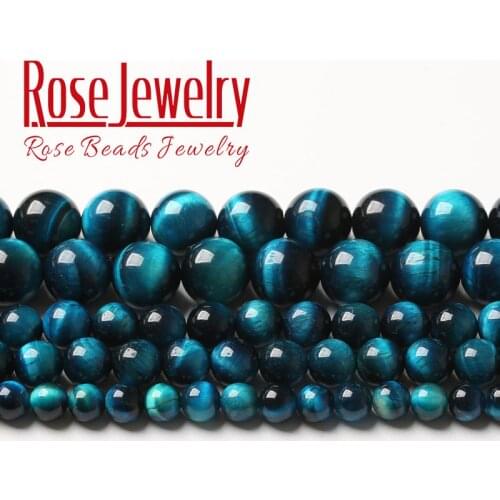 Natural Blue Tiger Eye Agates Beads For Jewelry Making Round Loose Stone Beads DIY Bracelet Accessories 4 6 8 10 12MM 15" Strand