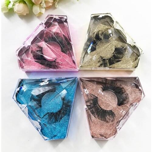 Wholesale False Eyelashes Empty Glitter Clear Diamond Eyelash Packaging Box for 25mm Mink Lashes