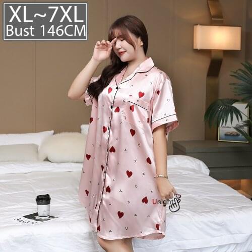 Sexy Women Night Dress Silk Pajamas Nightgown Robe Sleepwear Womens Underwear Plus Size Satin 4xl 6xl Nuisette Lingerie